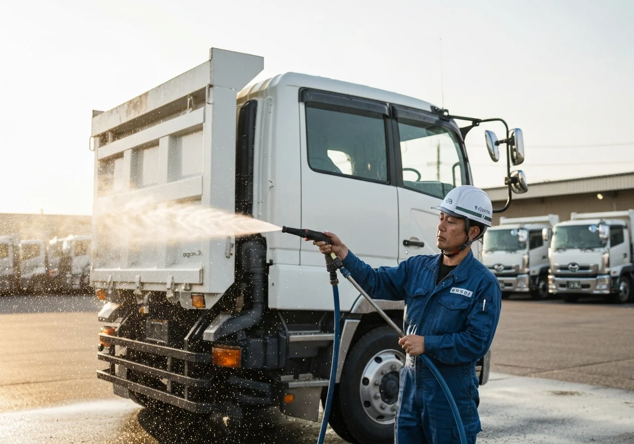 車両洗車・整備の様子